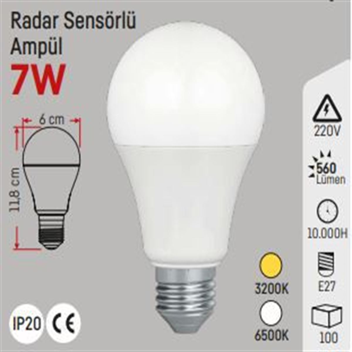 7W SENSÖRLÜ AMPÜL E27 1